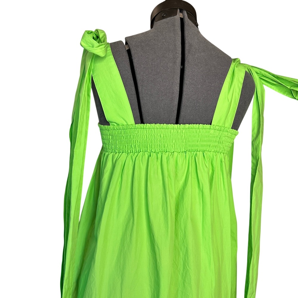 Christopher John Rogers x Target Lime Green Cotton Maxi Dress Tie XXS Pockets - Picture 7 of 11